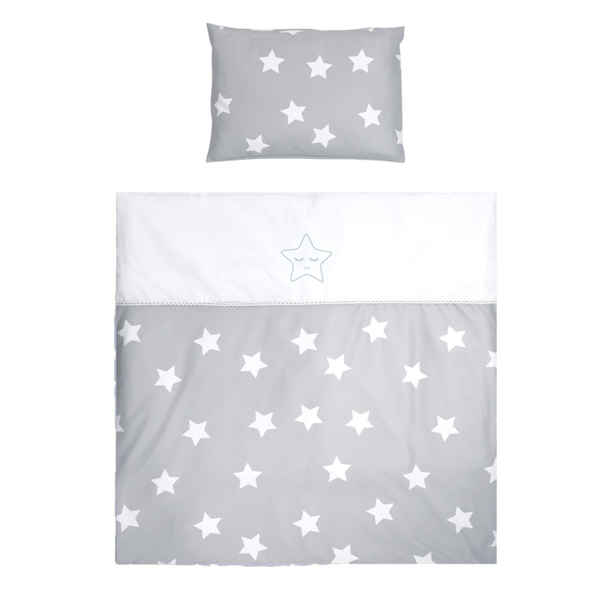 Сет За Люлка First Dreams Ранфорс Сиви Звезди --- BebeMama