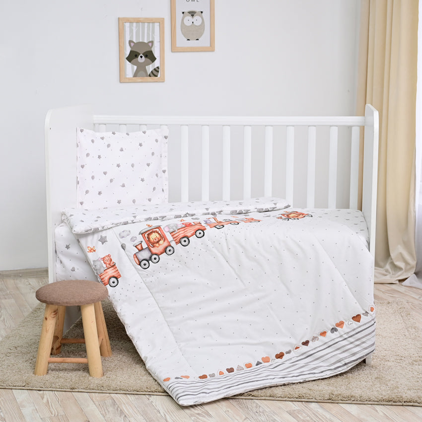 Сет 4 Части Ранфорс Влакче Сиво --- BebeMama