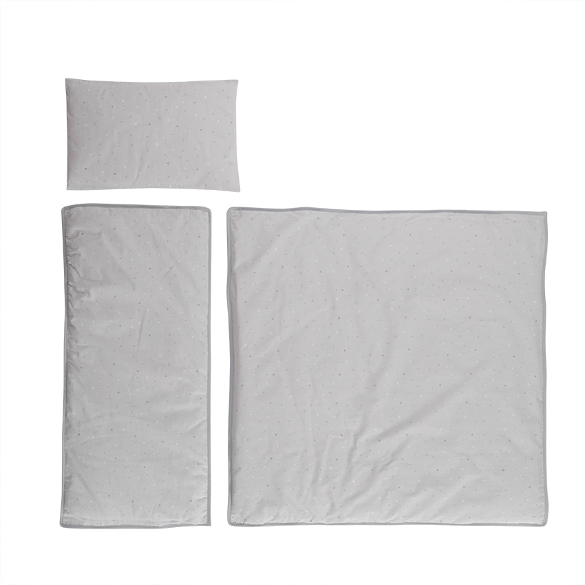 Сет За Дет Количка Ватиран Ранфорс Сиво Небе --- BebeMama