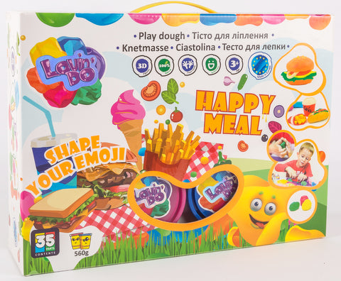 К-Т Пластелин Happy Meal560 Гр 20 Цвята С ПресаФорми И Инструкция 30Х22Х7 См С Дръжка 35 Части - Умения И Творчество - TheSmileOfYourBaby - BebeMama