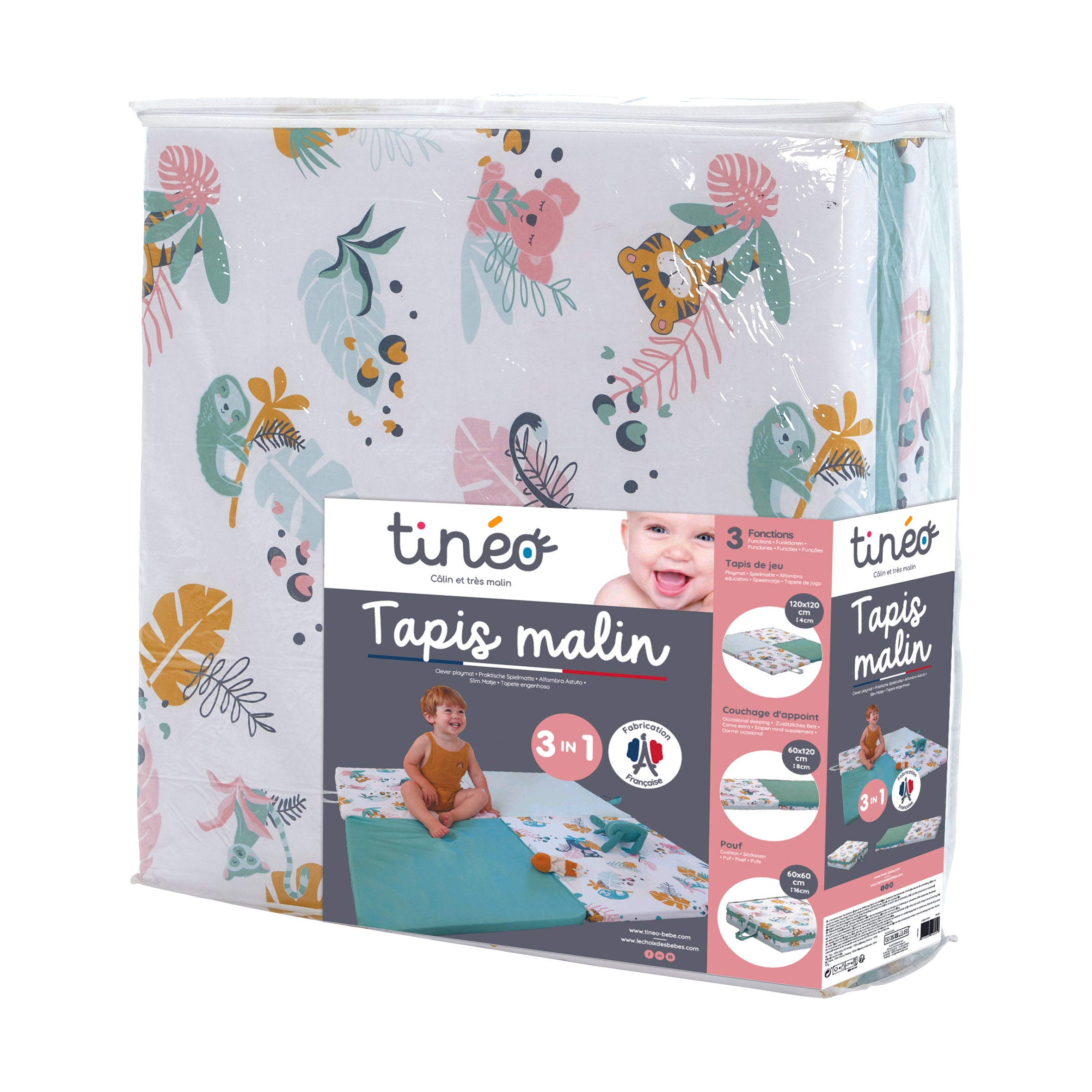 Интелигентна Постелка 3В1-Постелка За Игра Подвижен Матрак И Барбарон Jungle Tineo --- BebeMama