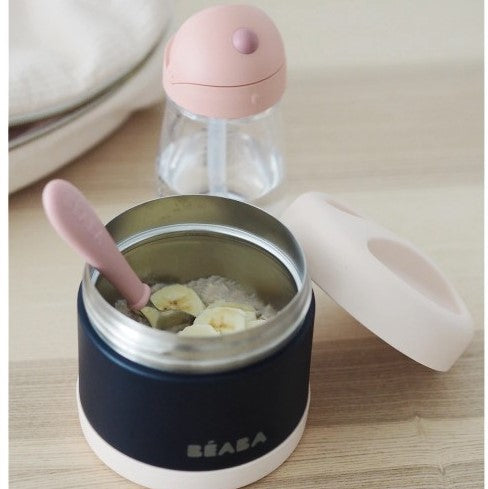 Термос За Храна От Неръждаема Стомана 500Мл Розов Капак-Тъмно Синьо (Light Pink/Dark Син) --- BebeMama