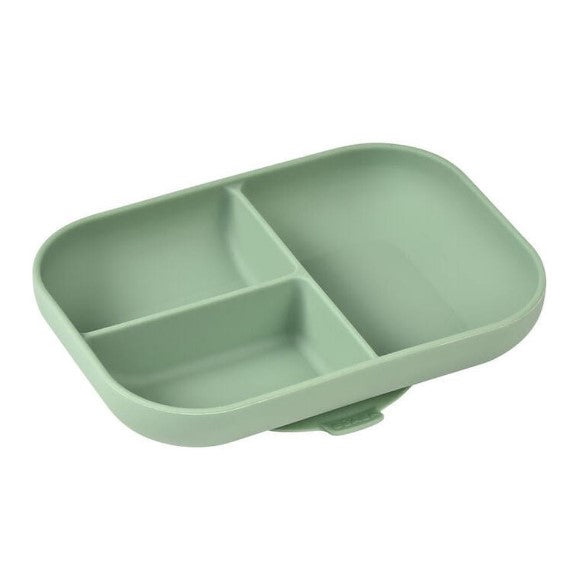 Силиконова Чиния С Вакуум И Отделения - Sage Зелен - Чинии - Beaba - BebeMama