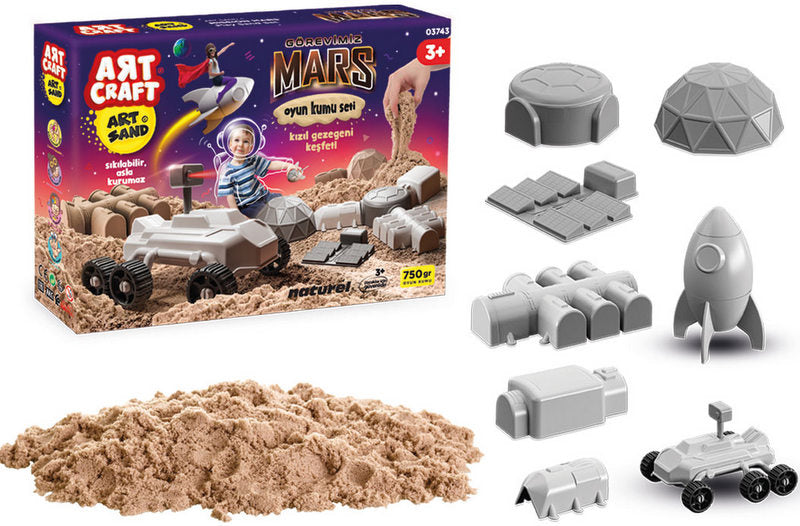 Коплект Кинетичен Пясък Мисия Марс С 3Д Форми Космически Кораб Лунна Станция И Др. 750 Гр Кинетичен Пясък 26X37X8 - Умения И Творчество - Thesmileofyourbaby - BebeMama