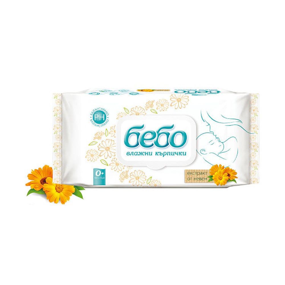 Бебо Мок.Кърпи Невен Капак 64 Бр. - Мокри Кърпички - Bebo - BebeMama