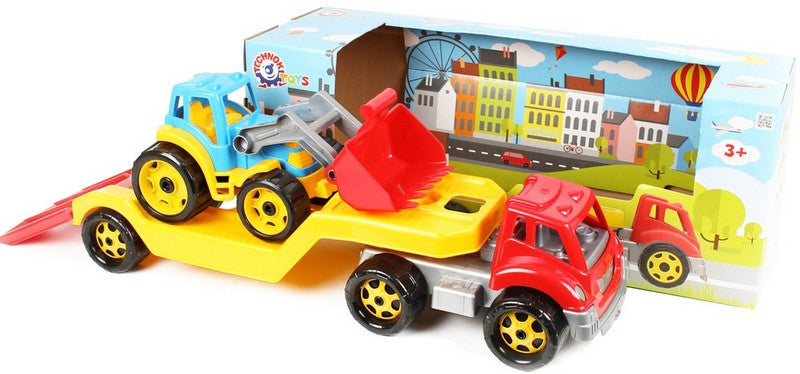 Камион Автовоз С Трактор 64Х21Х24 В Кутия - Коли, Камиони, Влакове И Самолети - TheSmileOfYourBaby - BebeMama