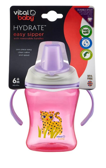 Чаша За Лесно Отпиване С Подвижни Дръжки 260 Мл. Лилава Vital Baby --- BebeMama