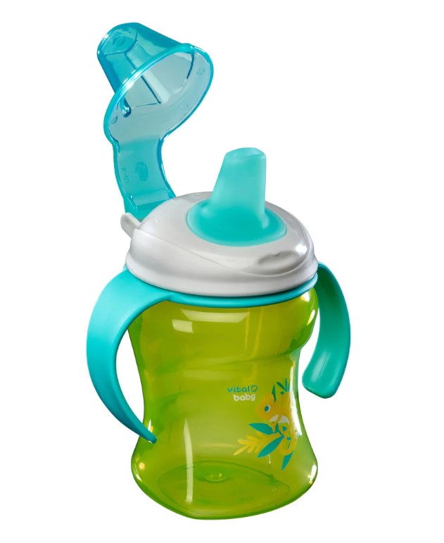 Чаша За Лесно Отпиване С Подвижни Дръжки 260 Мл. Зелена Vital Baby --- BebeMama
