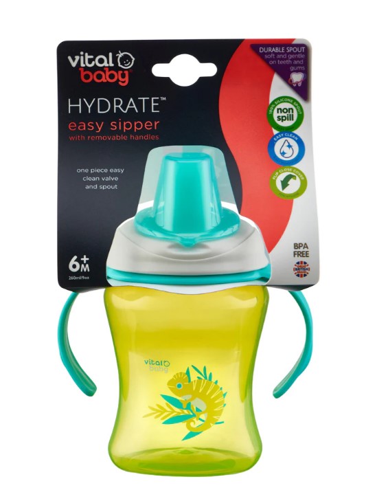 Чаша За Лесно Отпиване С Подвижни Дръжки 260 Мл. Зелена Vital Baby --- BebeMama