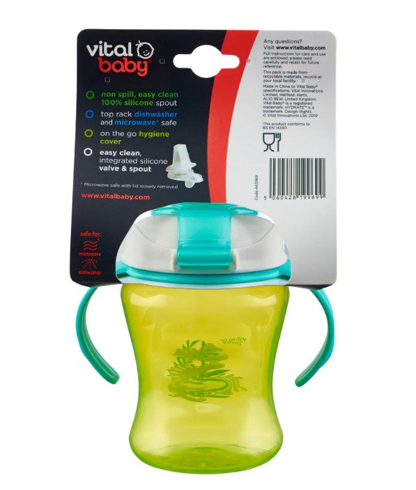 Чаша За Лесно Отпиване С Подвижни Дръжки 260 Мл. Зелена Vital Baby --- BebeMama