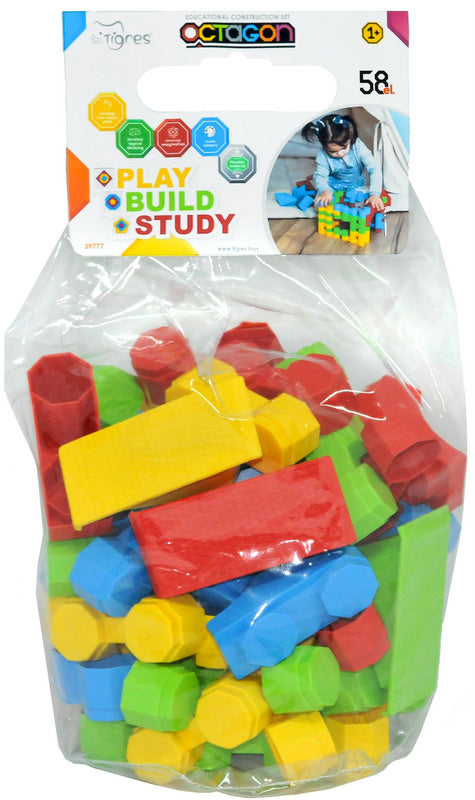 Конструктор Октагон С Шестоъглни Елементи 33Х16Х16 - Строители, Мозайки И Конструктори - Thesmileofyourbaby - BebeMama