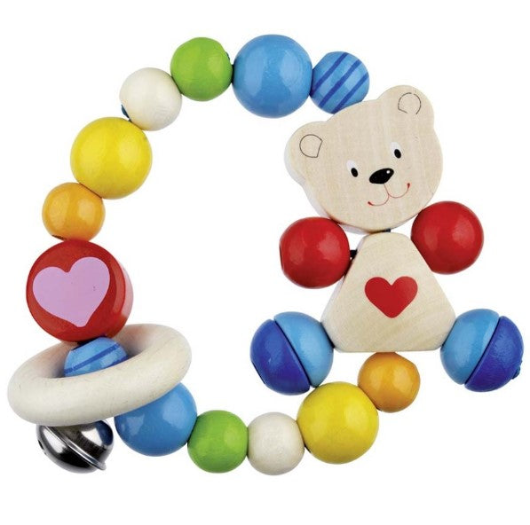 Бебешка Дрънкалка Еластична Мече Със Сърце - Дрънкалки - Goki - BebeMama