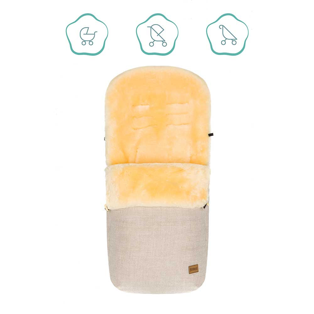 Зимно Чувалче За Детска Колчика С Овча Кожа Fillikid Bernina - Sand Melange --- BebeMama