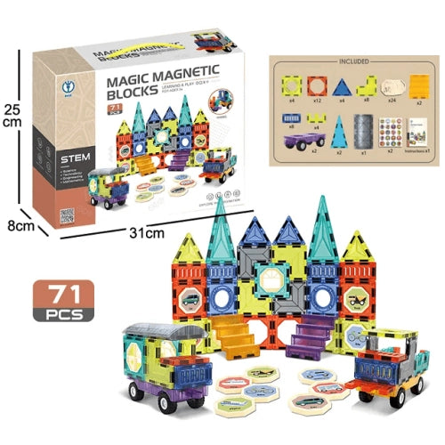 Магнитен Конструктор Zax 71 Части С Две Платформи - Магнити - Sonne Home - BebeMama