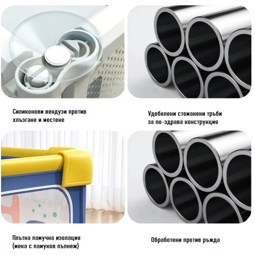 Бебешка Текстилна Ограда Тип Кошара Hi Bear 180*200 См --- BebeMama