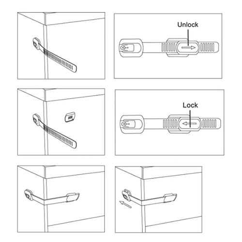 Регулируеми Ключалки С Каишки За Бебешки Шкафове 6 Броя --- BebeMama