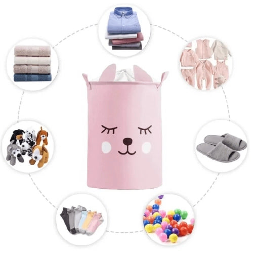 Сгъваема Кошница За Съхранение На Играчки Розово Мече 43 L --- BebeMama