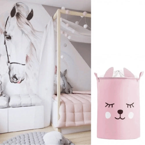 Сгъваема Кошница За Съхранение На Играчки Розово Мече 43 L --- BebeMama