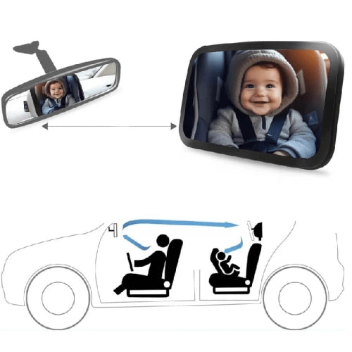 Бебешко Огледало За Задна Седалка, Черно --- BebeMama