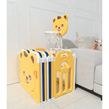 Бебешка Ограда Zoo Бяло-Синьо-Жълто С Баскетболен Кош --- BebeMama