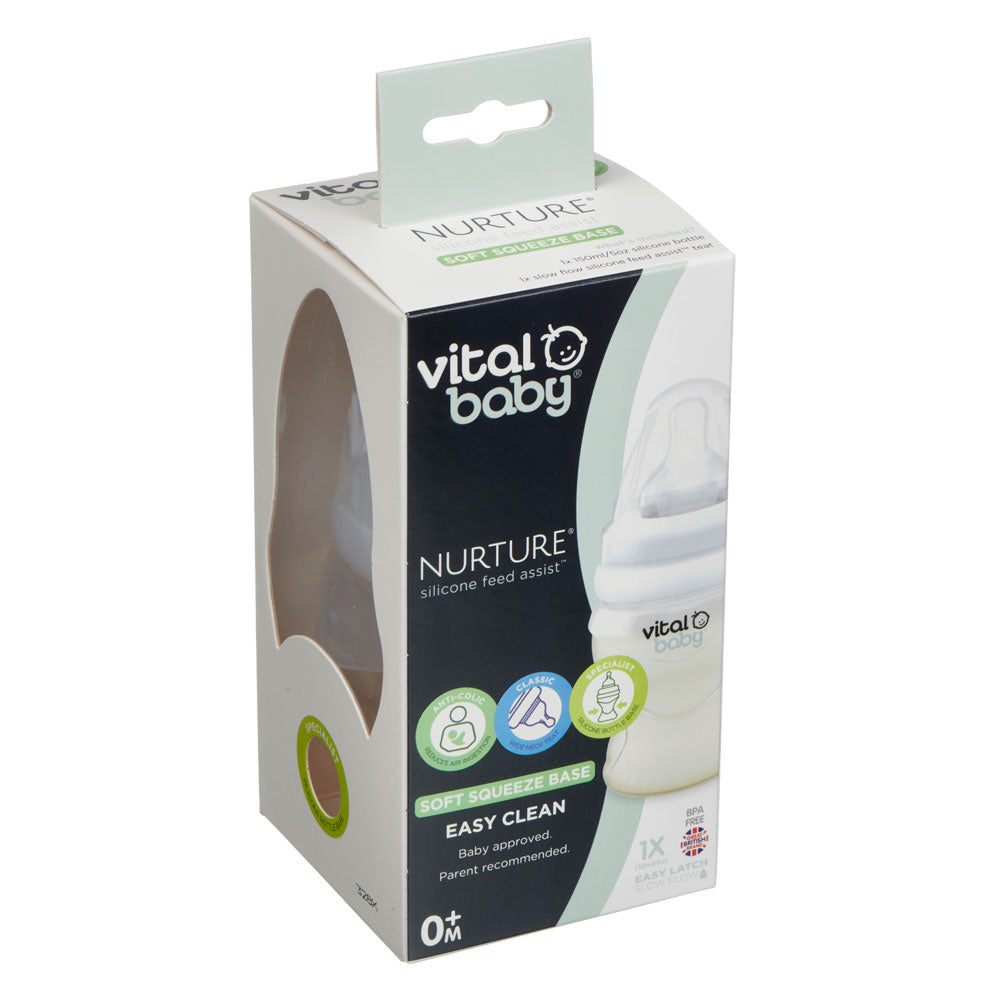 Силиконово Шише За Подпомагане На Храненето Anti-Colic 150 Мл. 0+ Vital Baby --- BebeMama