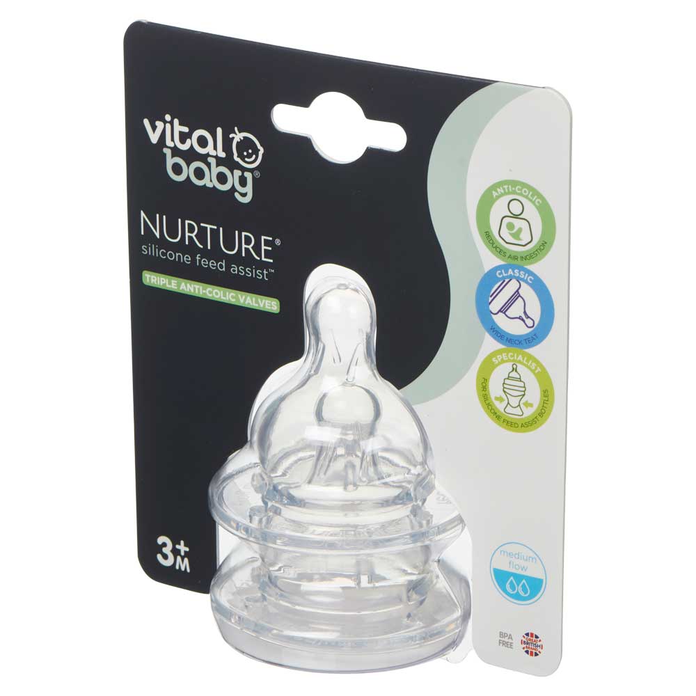 Силиконови Биберони 3+ Месеца За Подпомагане На Храненето Vital Baby --- BebeMama