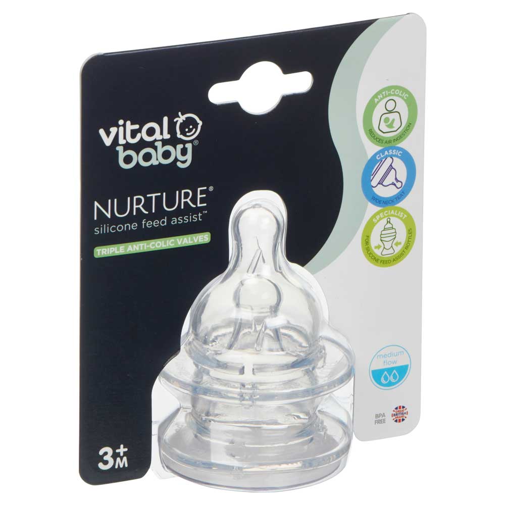 Силиконови Биберони 3+ Месеца За Подпомагане На Храненето Vital Baby --- BebeMama