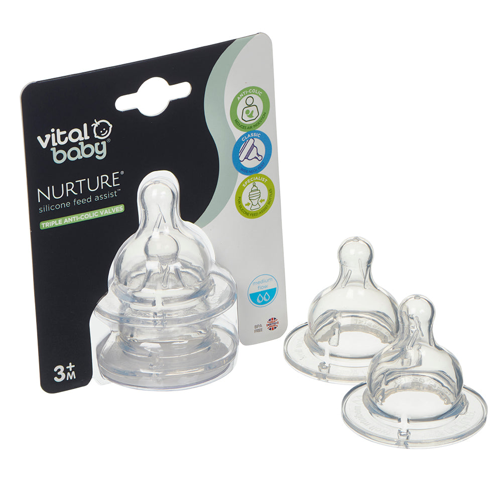 Силиконови Биберони 3+ Месеца За Подпомагане На Храненето Vital Baby --- BebeMama