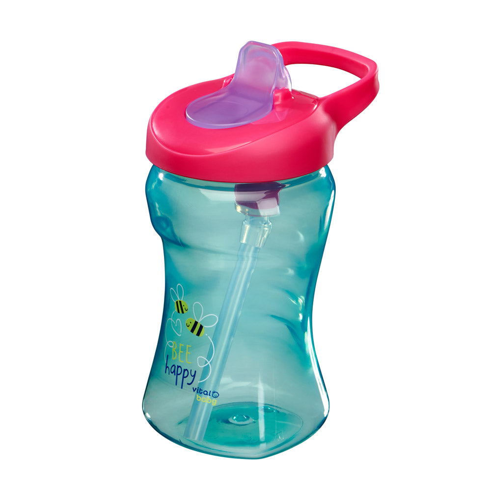 Неразливащо Се Шише Със Сламка 12М+ 340Мл. Синьо Vital Baby --- BebeMama