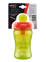 Неразливащо Се Шише Със Сламка 12М+ 340Мл. Зелено Vital Baby --- BebeMama