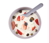 Комплект Силиконова Купа С Вакуум И Лъжичка Виолетов Vital Baby --- BebeMama