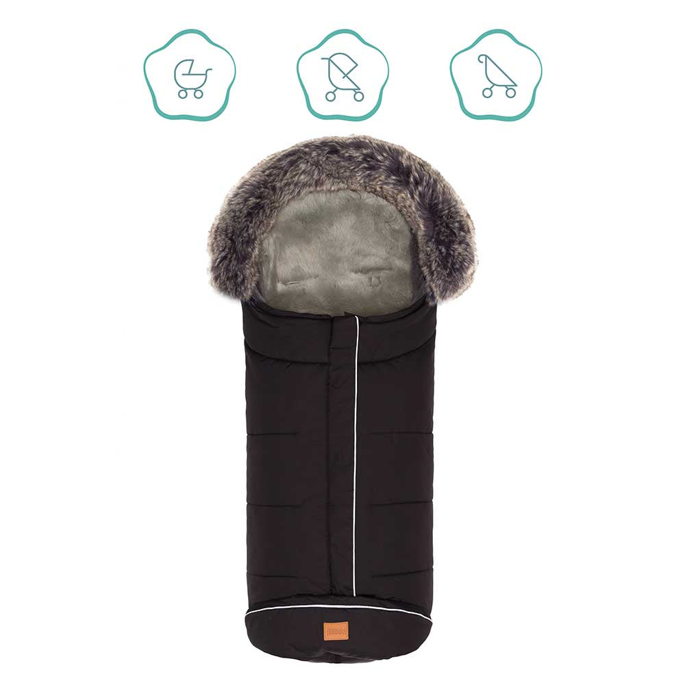 Зимно Чувалче За Детска Количка С Вложка От Овча Кожа Fillikid Mavensi - Черен --- BebeMama