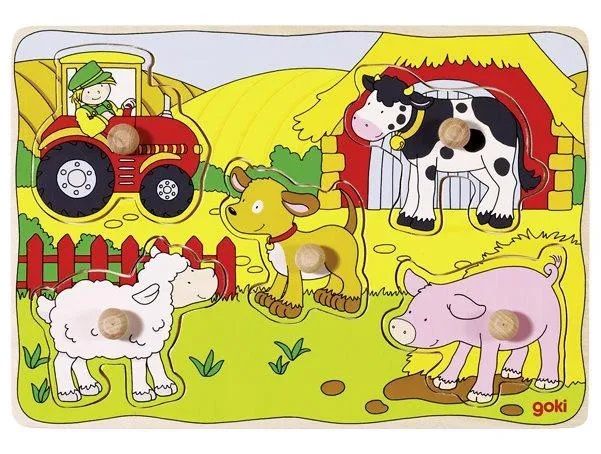 Пъзел С Дръжки Във Фермата - Пъзели - Goki - BebeMama