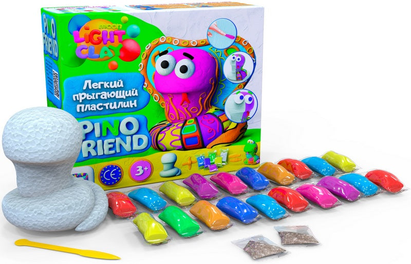 КомплектЛек Скачащ Пластелин Tm Moon Light Clay Пенапластова Фигура За Основа 20 Бр По 7 Гр Моделин Блясък 2 Бр По 1 Гр И Инструменти За РаботаPino Friends Шейк 28Х22Х12 - Умения И Творчество - TheSmileOfYourBaby - BebeMama
