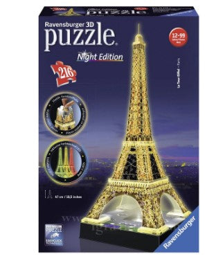 Светещ 3D Пъзел Ravensburger 216 Ел. - Айфеловата Кула В Париж - Пъзели - Ravensburger - BebeMama