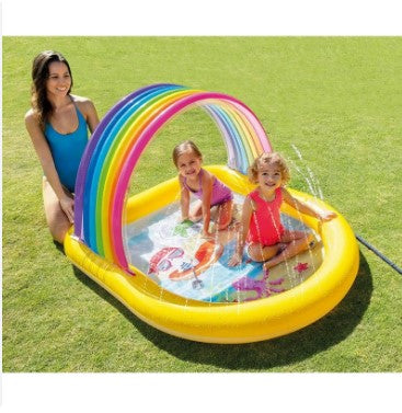 Детски Надуваем Басейн Със Сенник И Пръскалка Дъга Intex, 147 Х 130 Х 86 См. - Басейни - Intex - BebeMama