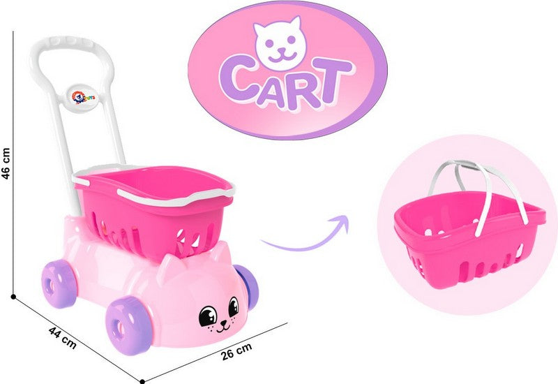 Количка Коте С Кошница Розова 46 Х 44 Х 26 См - Играчки - TheSmileOfYourBaby - BebeMama