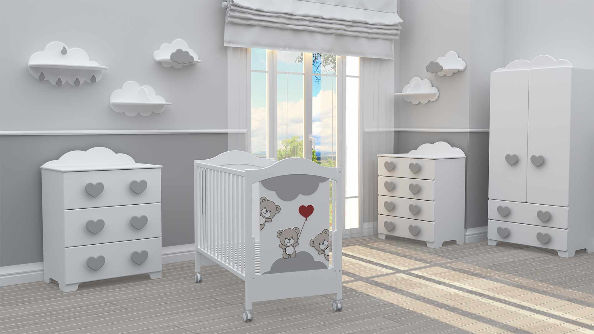 Бебешко Легло Bambino CasaTre Orsetti Grigio --- BebeMama