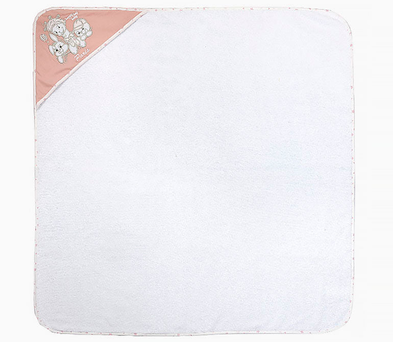 Хавлия С Качулка Bambino Casa Paris Bianco-Rosa 100 Х 100 См - Хавлии - Bambino Casa - BebeMama