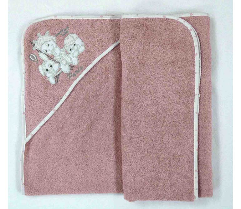 Хавлия С Качулка Bambino Casa Paris Rosa 100 Х 100 См - Хавлии - Bambino Casa - BebeMama