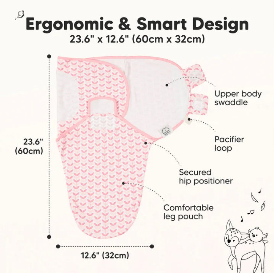 Антистрес Пелени За Повиване Organic 0-3 месеца 3бр Розови Цветя KeaBabies --- BebeMama