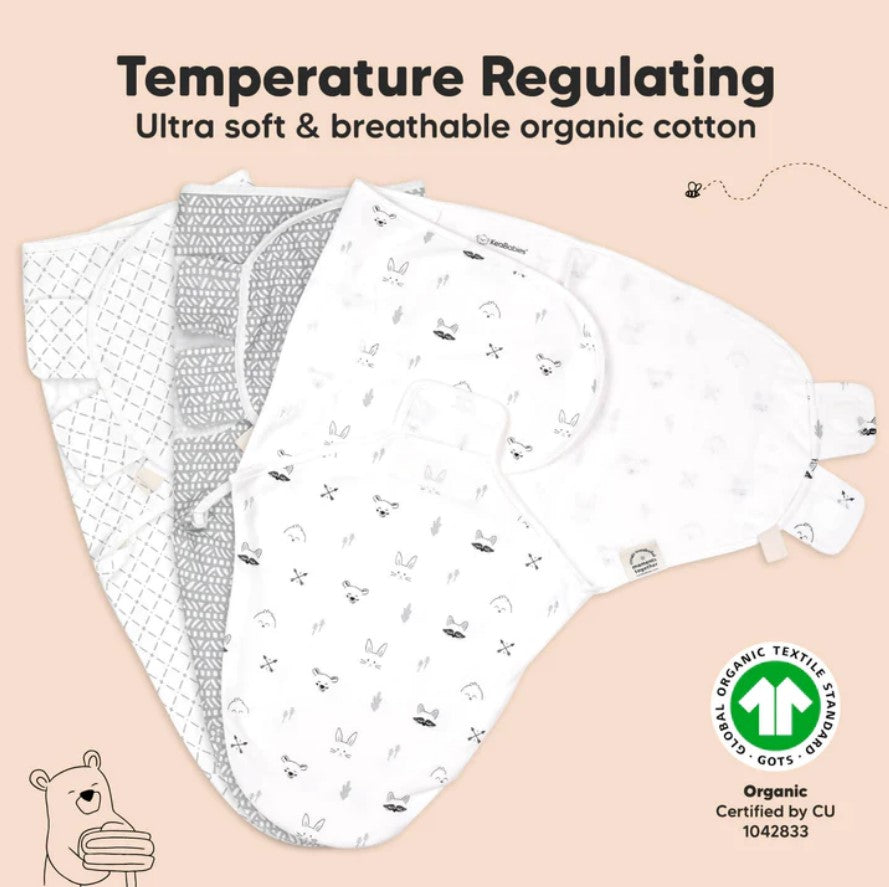 Антистрес Пелени За Повиване Organic 0-3 месеца 3бр Горски Животни KeaBabies --- BebeMama