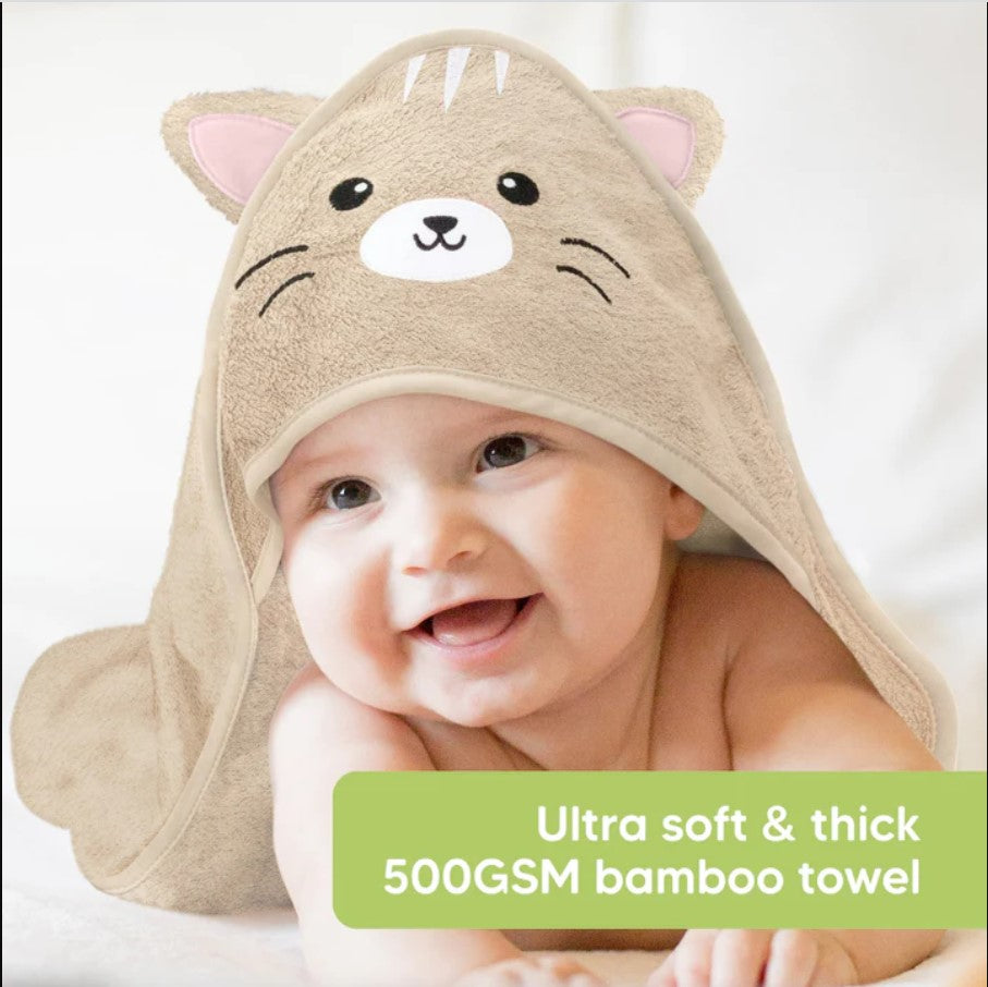 Бебешка Хавлия с качулка От Органичен Бамбук Котка KeaBabies --- BebeMama