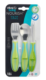Детски метални прибори 12м+ Зелени Vital Baby --- BebeMama
