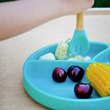 Комплект Вилица И Лъжица Бамбук И Силикон Minikoioi Dig In - Woody Brown --- BebeMama