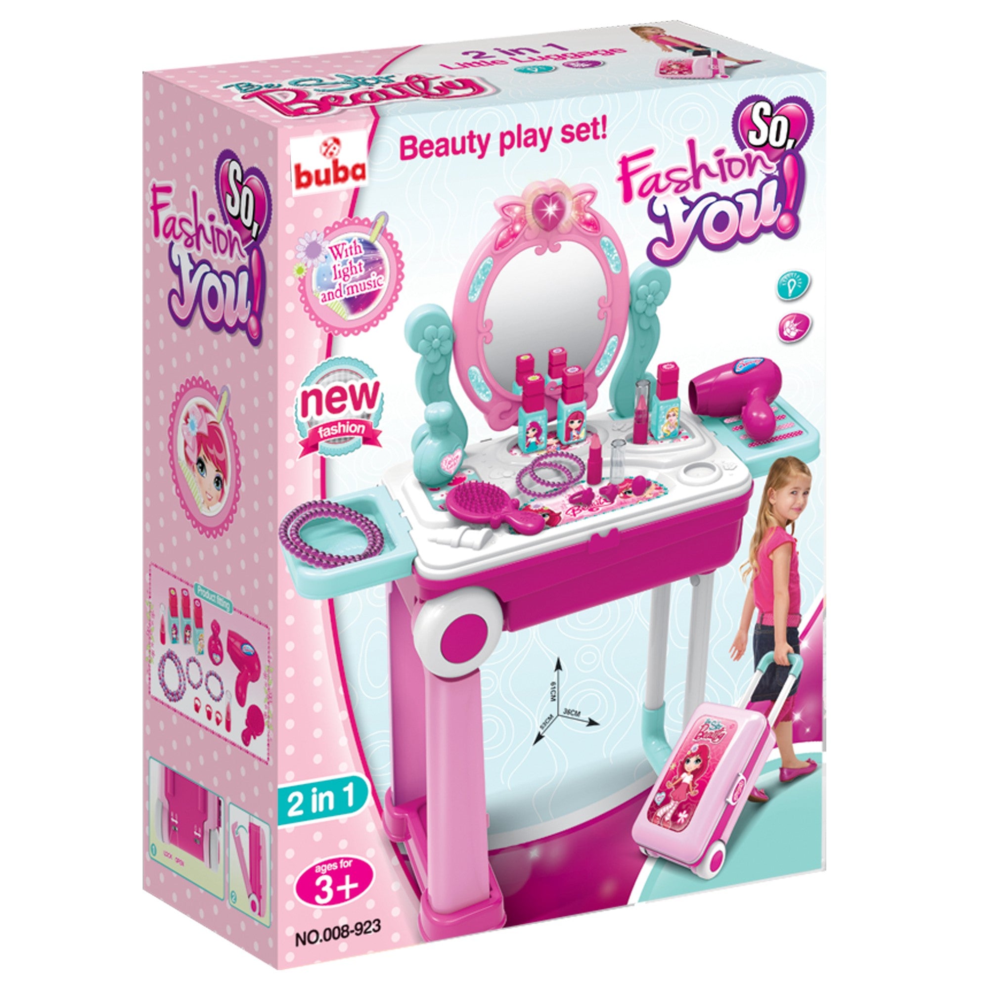 Комплект За Игра Тоалетка Buba 008-923A Куфар Розова - Занимателни Играчки - Buba - BebeMama