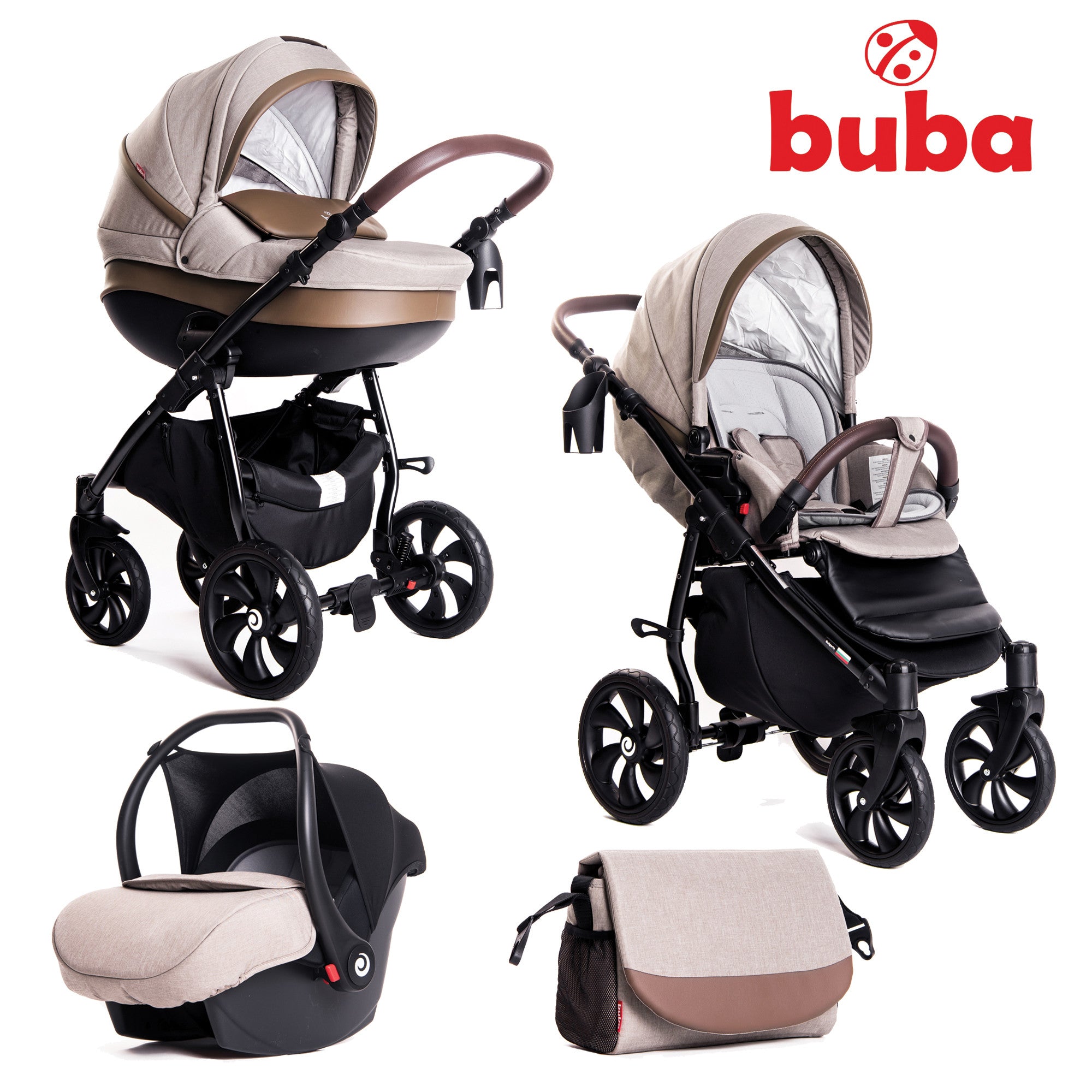 Бебешка количка Buba Estilo 920 3 в 1 Бежова --- BebeMama