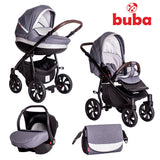 Бебешка количка Buba Estilo 930 3 в 1 Тъмносива - Комбинирани Колички - Buba - BebeMama