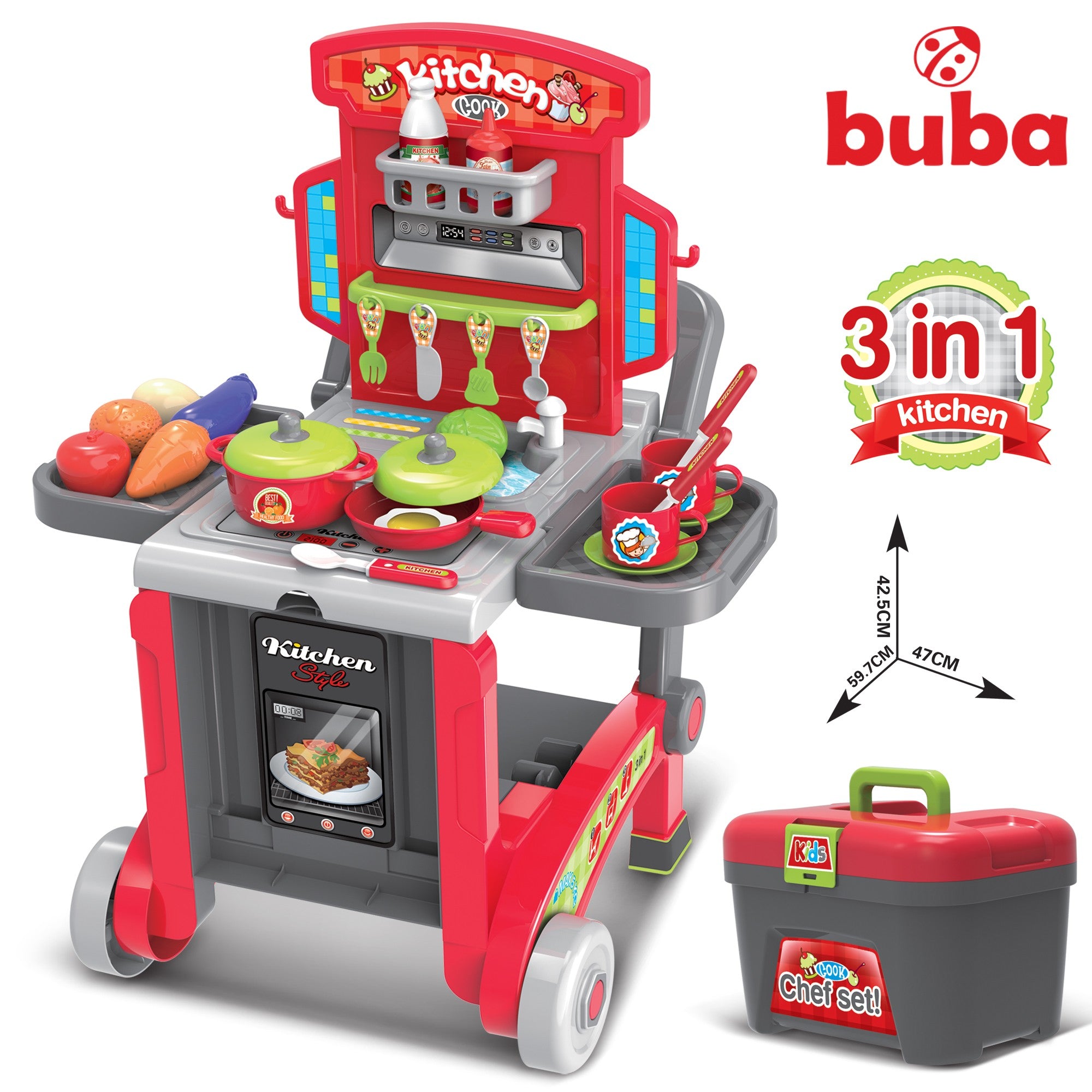 Детска кухня Buba Little Chef 008-930 Куфар Червена --- BebeMama