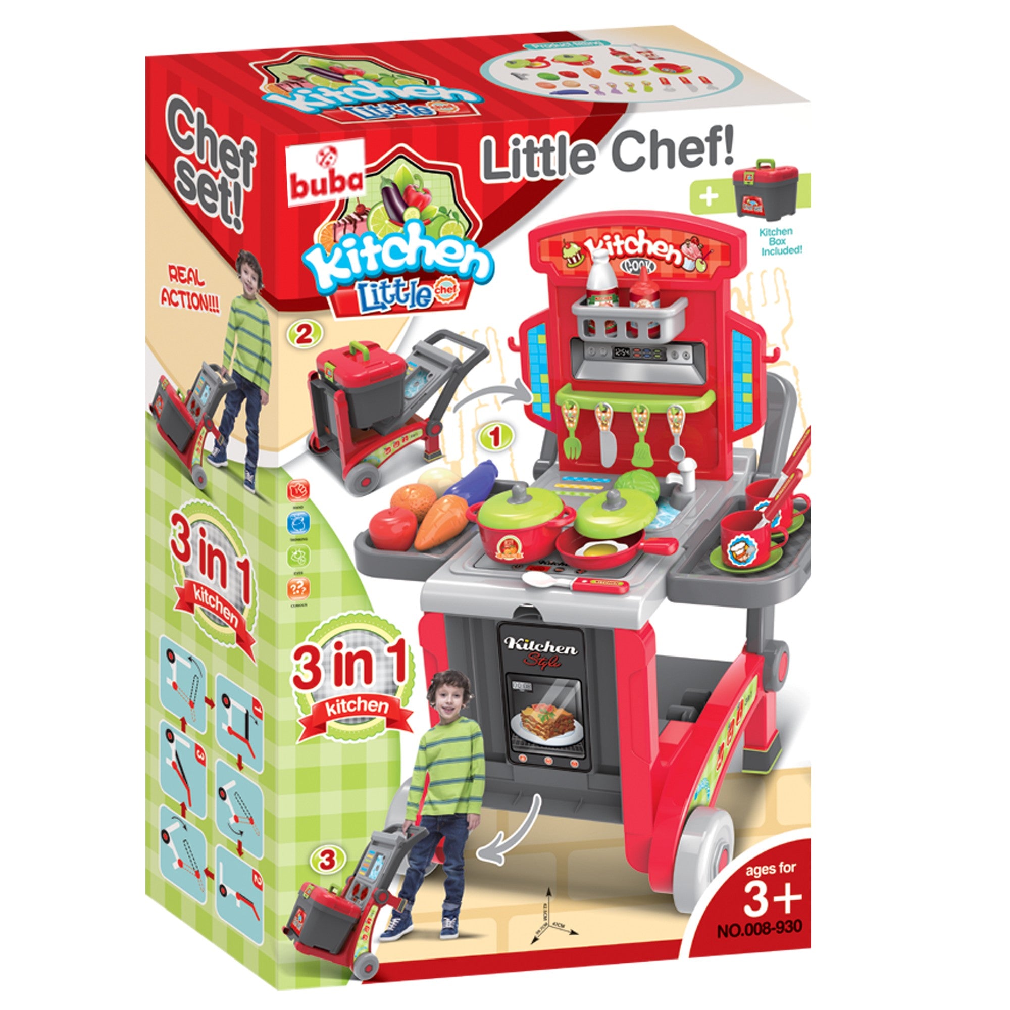 Детска кухня Buba Little Chef 008-930 Куфар Червена --- BebeMama